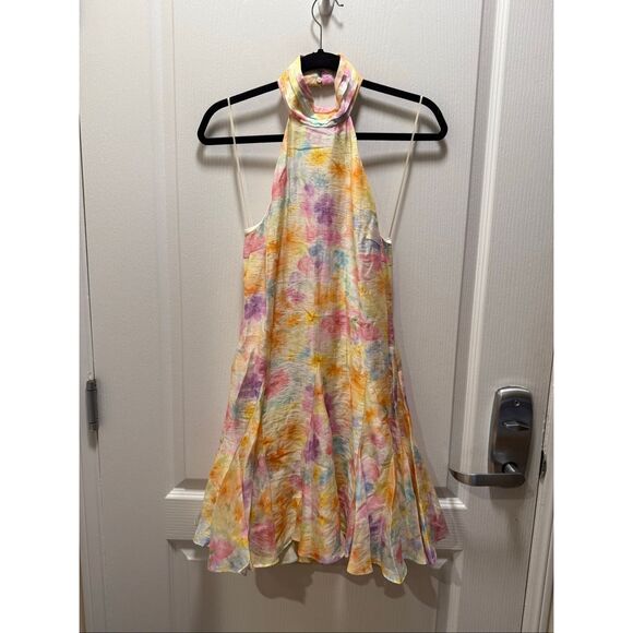 ASTR the label Sommar Floral Halter Mini Dress in Pink Floral size S NWT - Picture 4 of 7